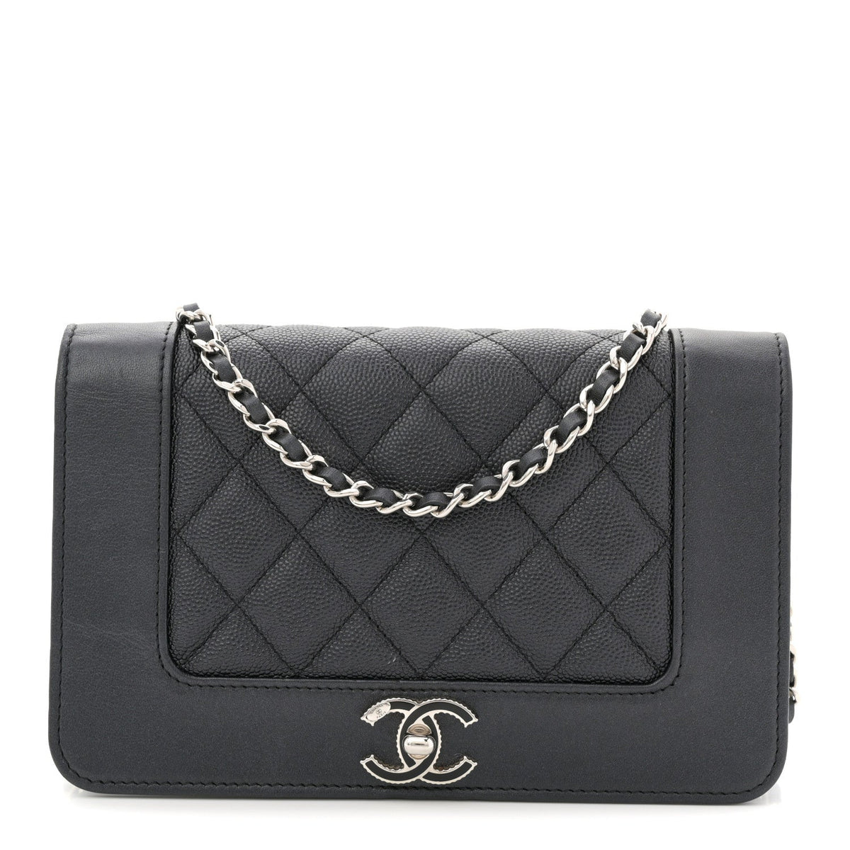 Caviar Quilted Vintage Mademoiselle Wallet On Chain WOC Black