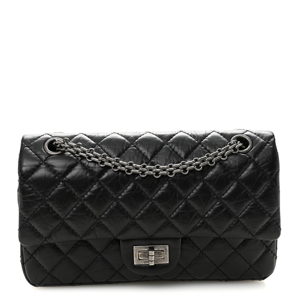 Aged Calfskin Quilted 2.55 Reissue 225 Flap Black