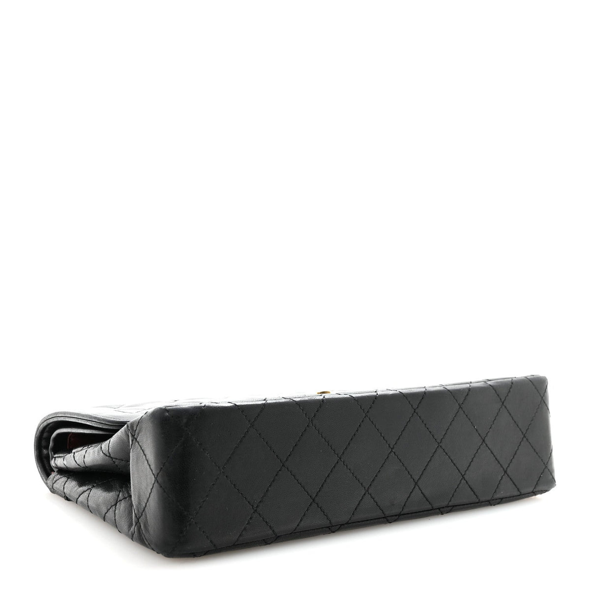 Lambskin Quilted Medium Double Flap Bag Black