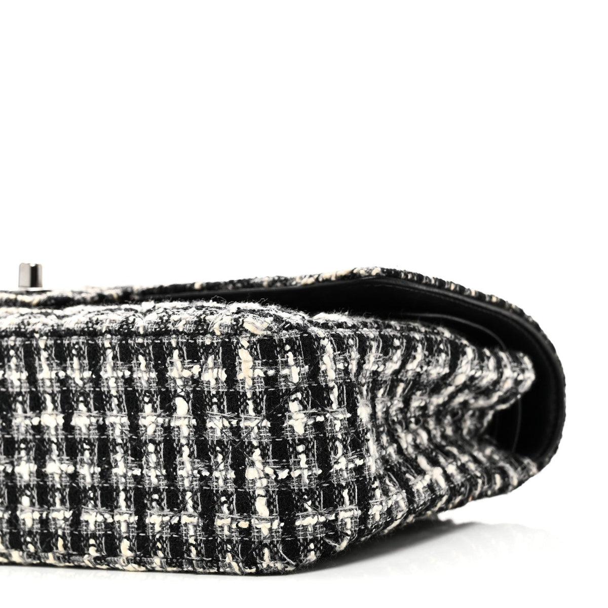Tweed Quilted Medium Double Flap Black
