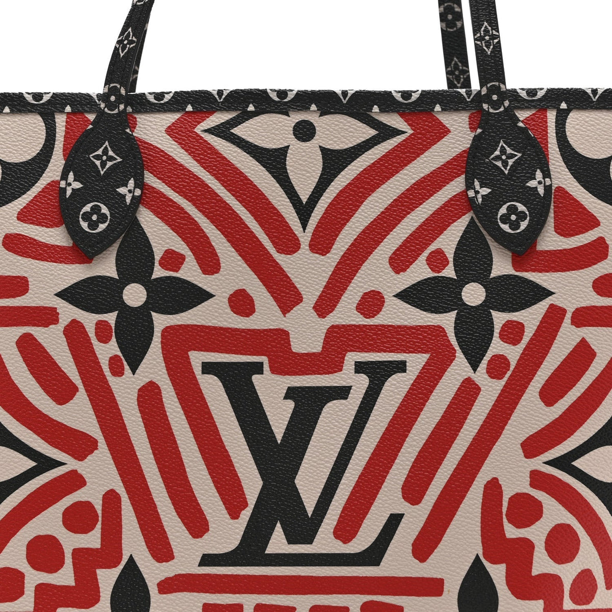 Monogram Giant Crafty Neverfull MM Creme Rouge Black