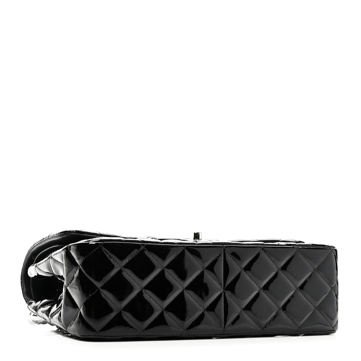 Patent Quilted Jumbo Double Flap Black