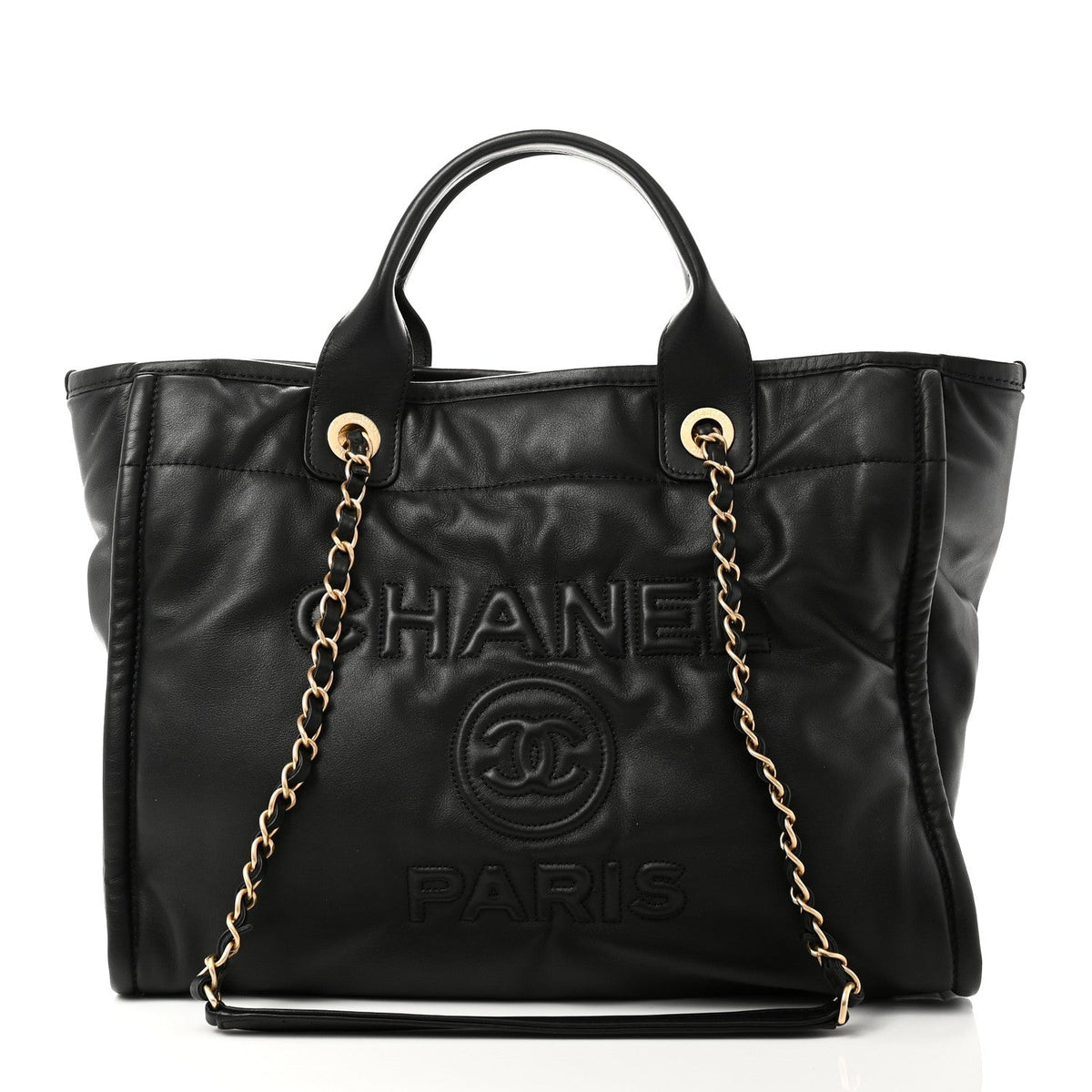 Calfskin Small Deauville Tote Black
