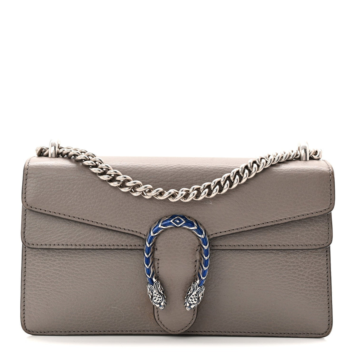 Dollar Calfskin Enamel Small Dionysus Shoulder Bag Dusty Grey Electric Blue