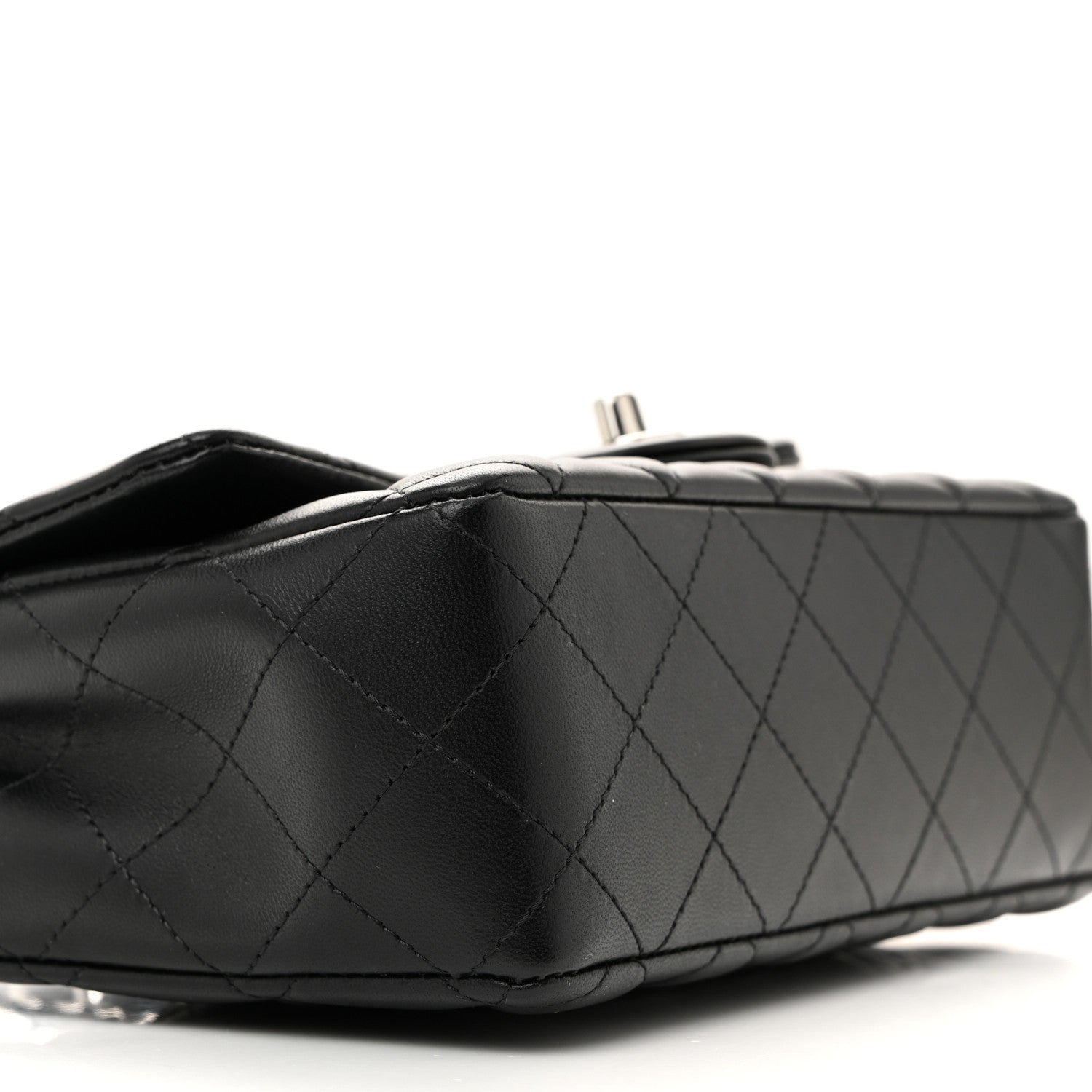 Lambskin Quilted Mini Rectangular Flap Black
