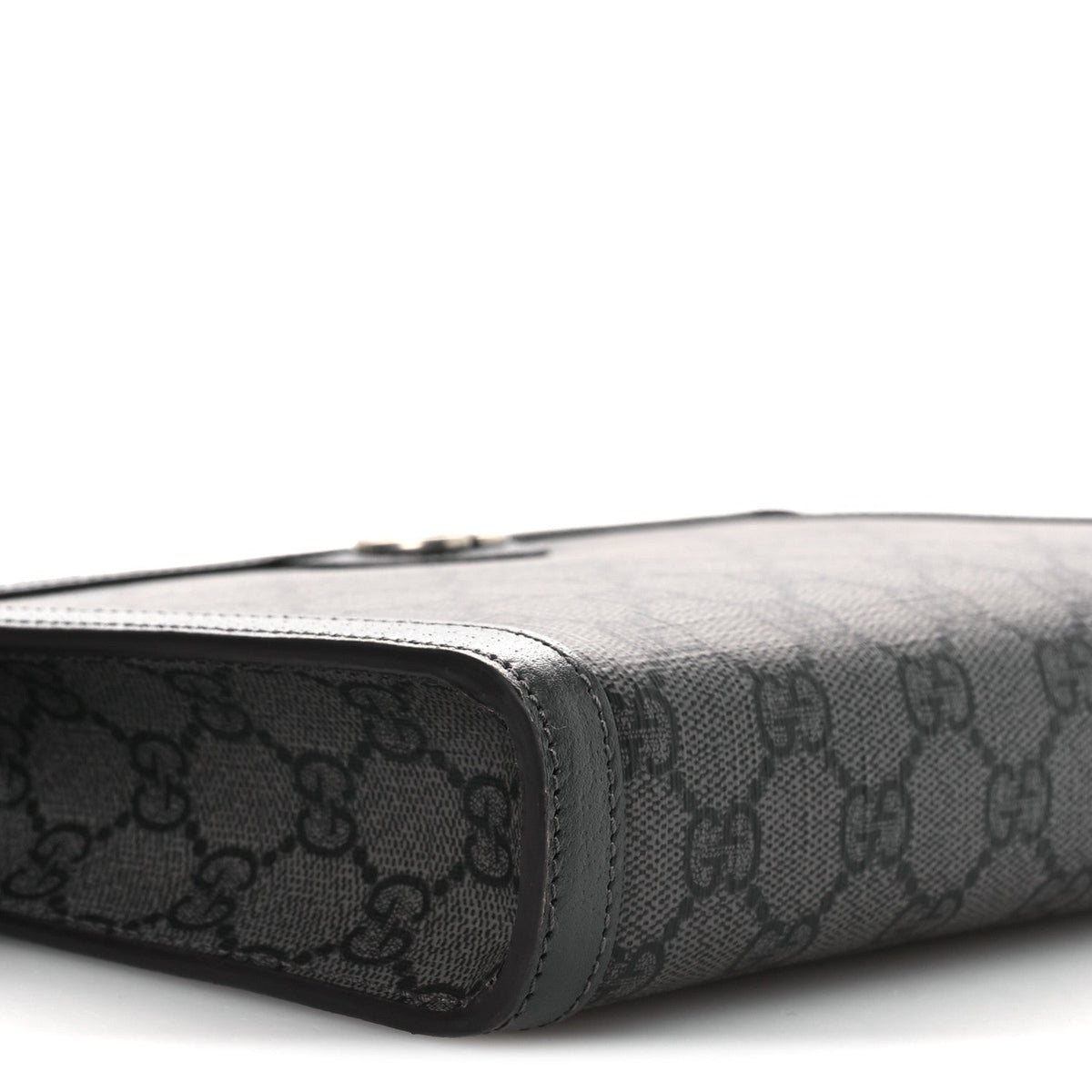 GG Supreme Monogram Textured Dollar Calfskin Web Small Ophidia Shoulder Bag Grey Black Graphite Grey
