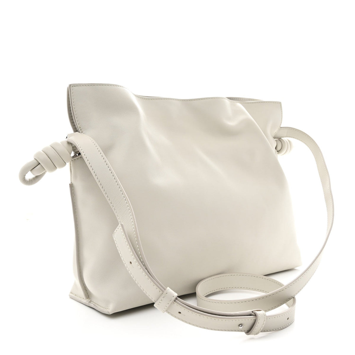 Nappa Medium Flamenco Knot Clutch Pale Grey Light Citrine