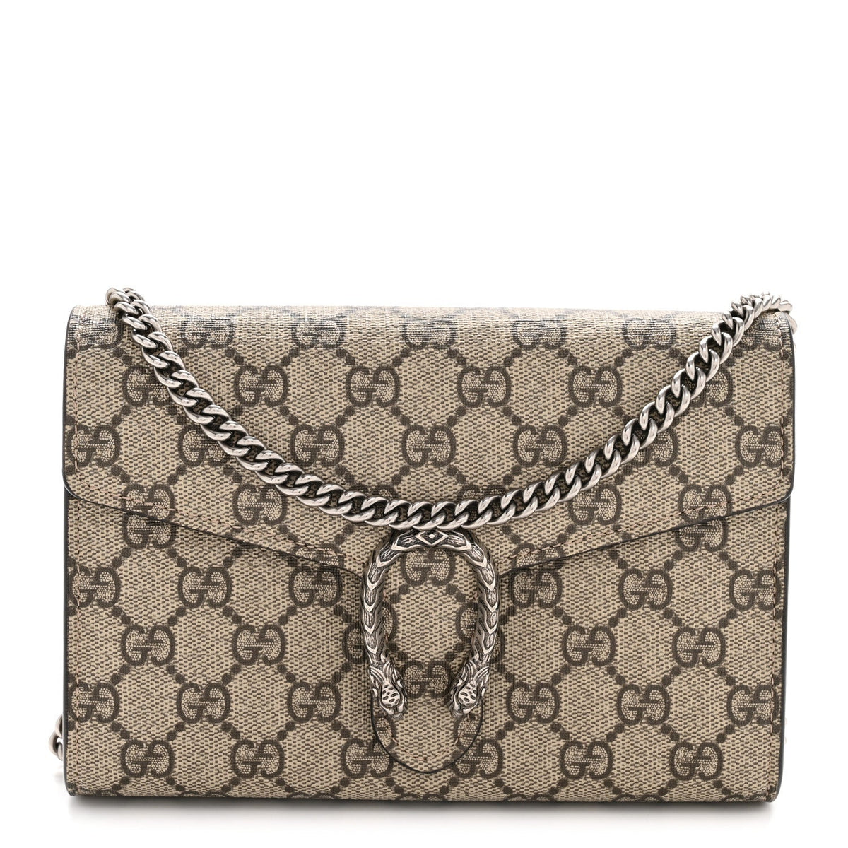 GG Supreme Monogram Mini Dionysus Chain Wallet Beige Taupe