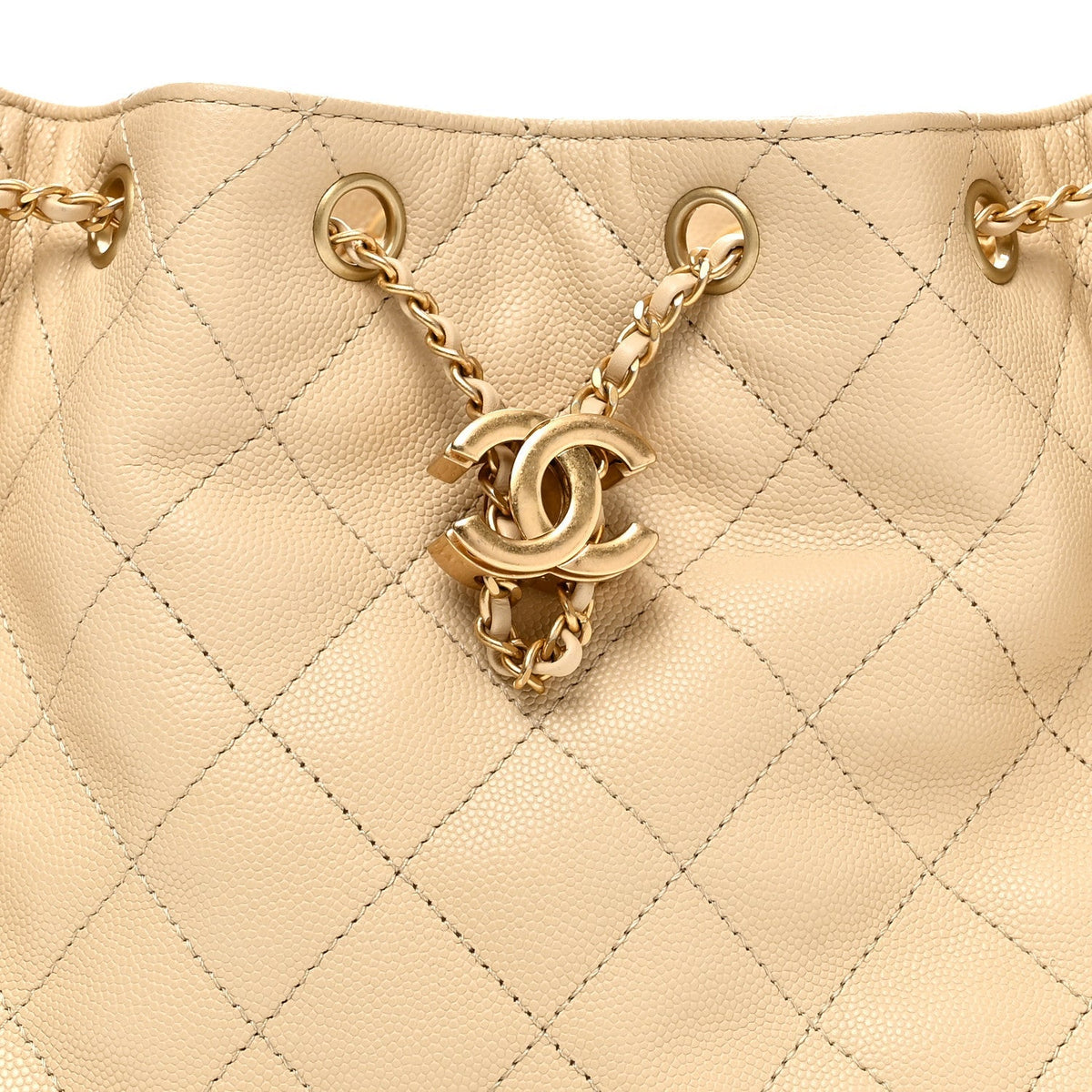Caviar Quilted Small Chanel 25 Handbag Light Beige
