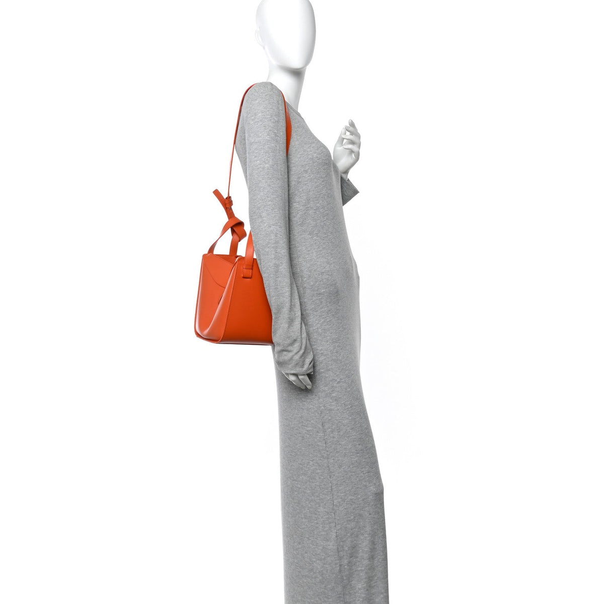 Satin Calfskin Compact Hammock Shoulder Bag Orange