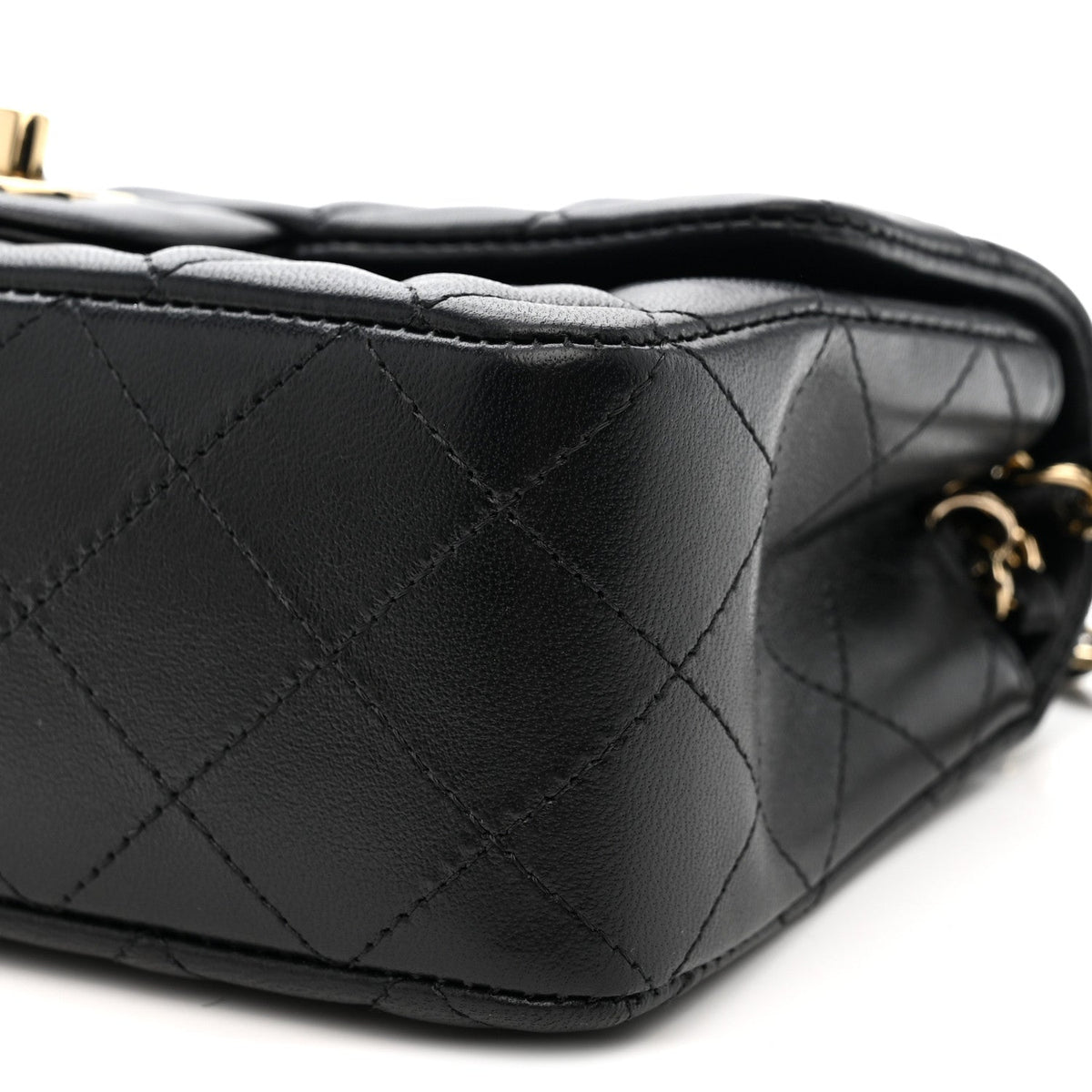 Lambskin Quilted Mini Rectangular Flap Black