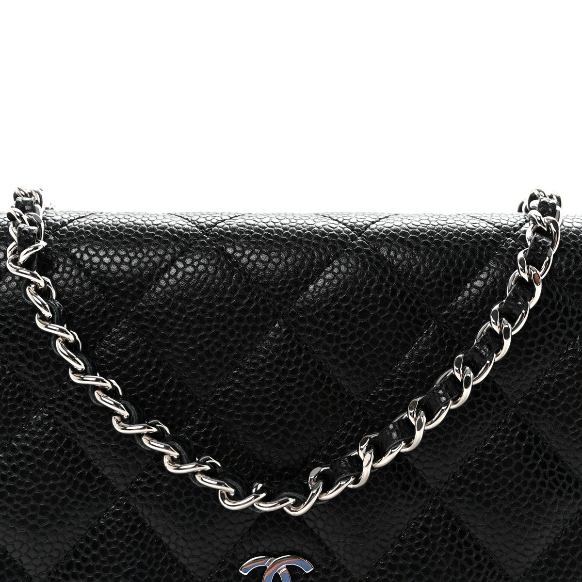 Caviar Quilted Wallet on Chain WOC Black