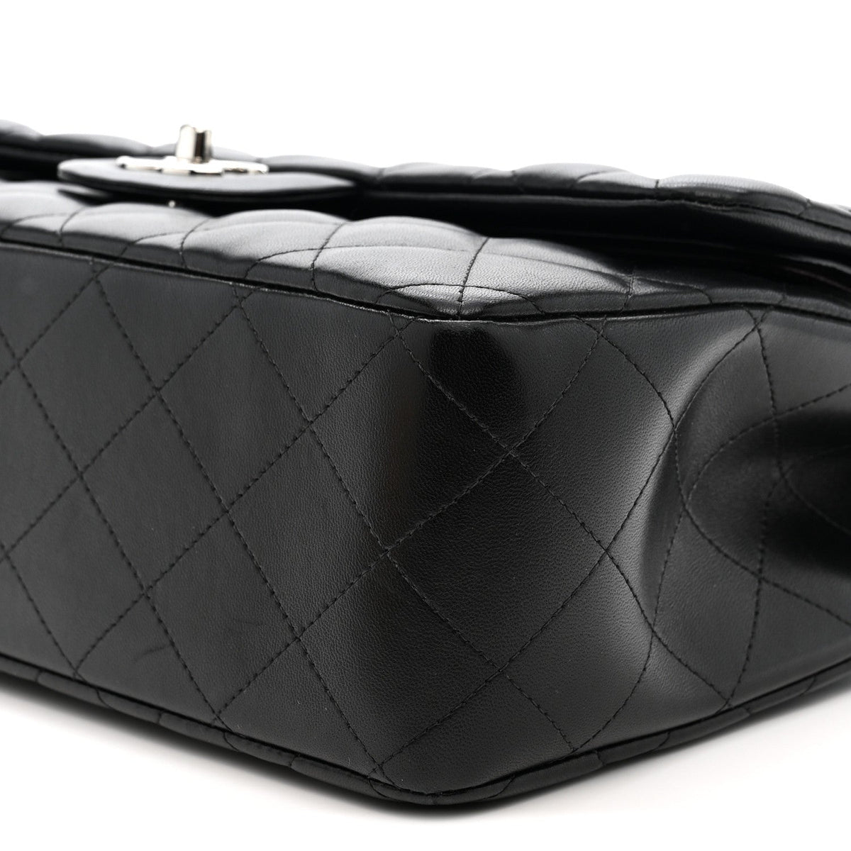 Lambskin Quilted Jumbo Double Flap Black