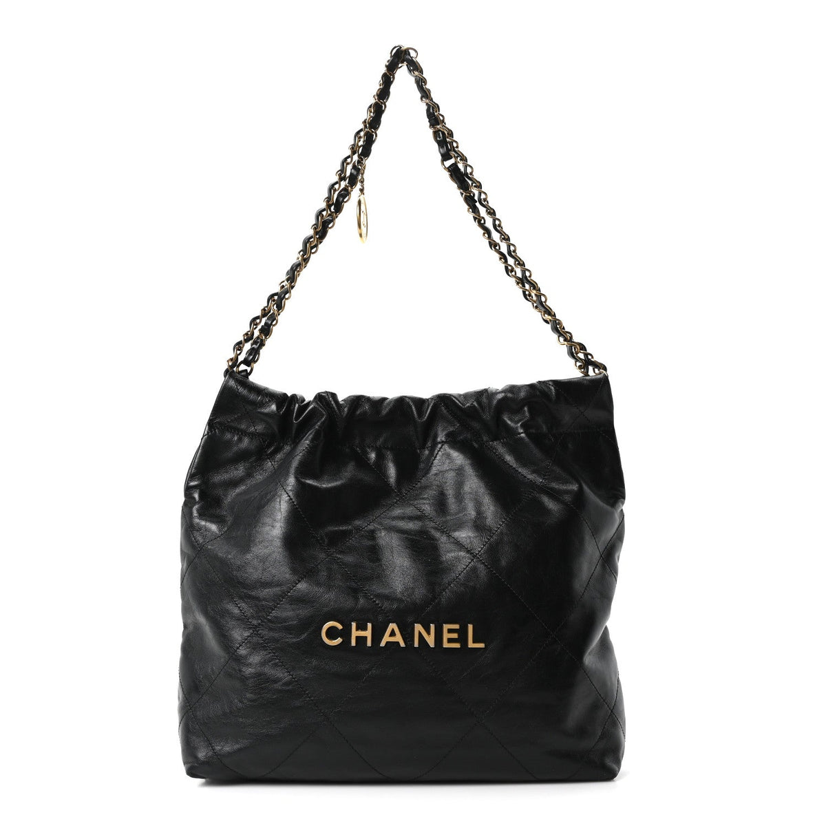 Shiny Calfskin Quilted Small Chanel 22 Black