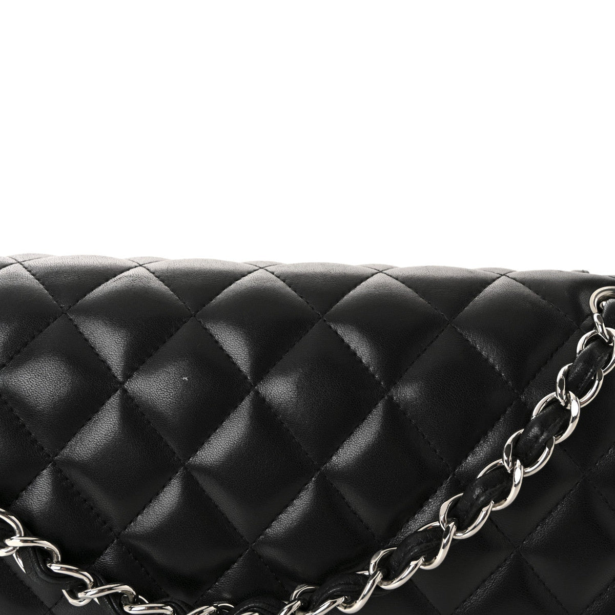 Lambskin Quilted Jumbo Double Flap Black
