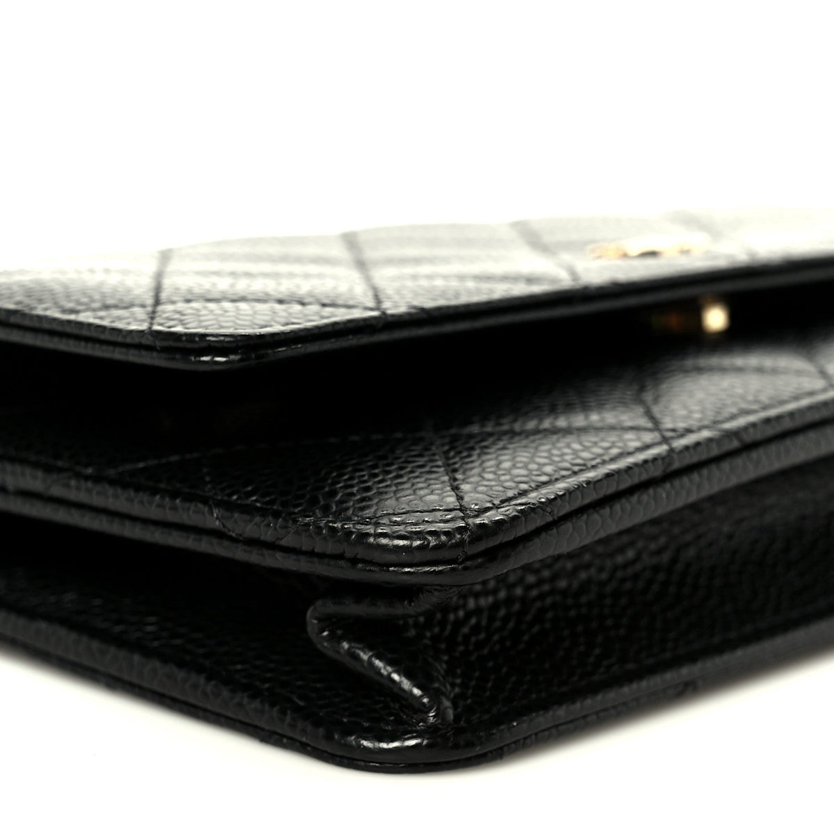 Caviar Quilted Wallet on Chain WOC Black