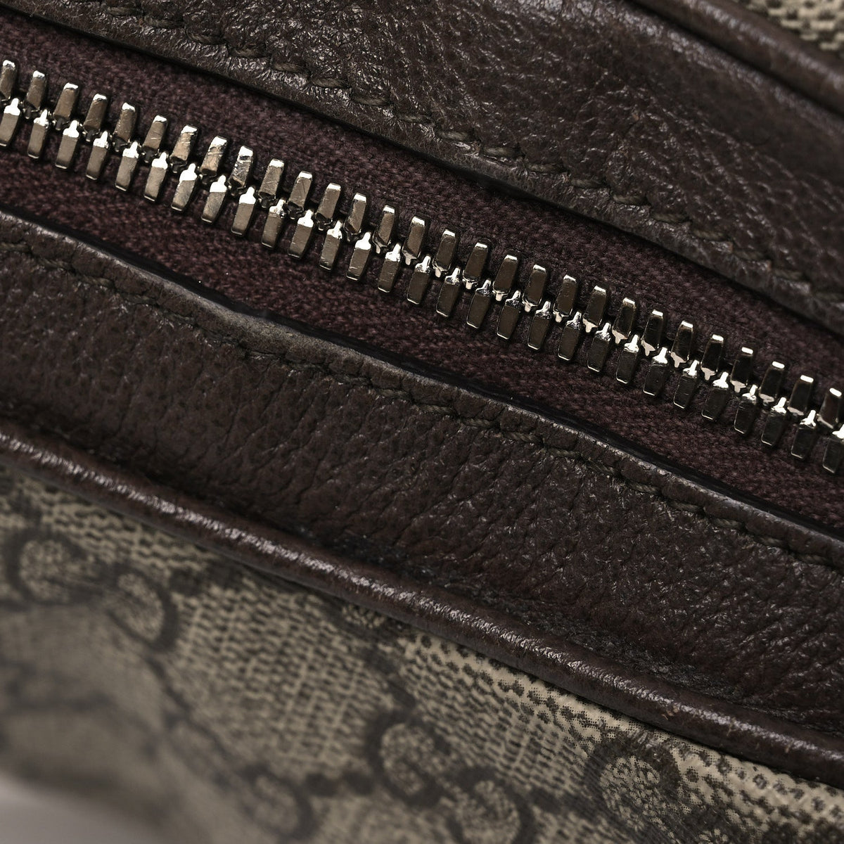GG Supreme Monogram Textured Calfskin Web Large Attache Shoulder Bag Beige Ebony New Acero