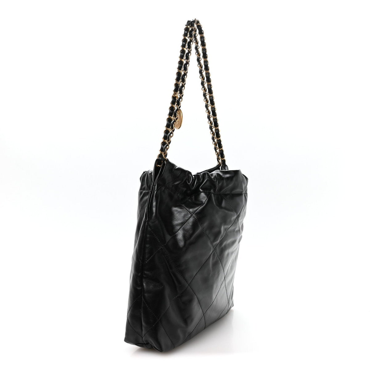 Shiny Calfskin Quilted Small Chanel 22 Black