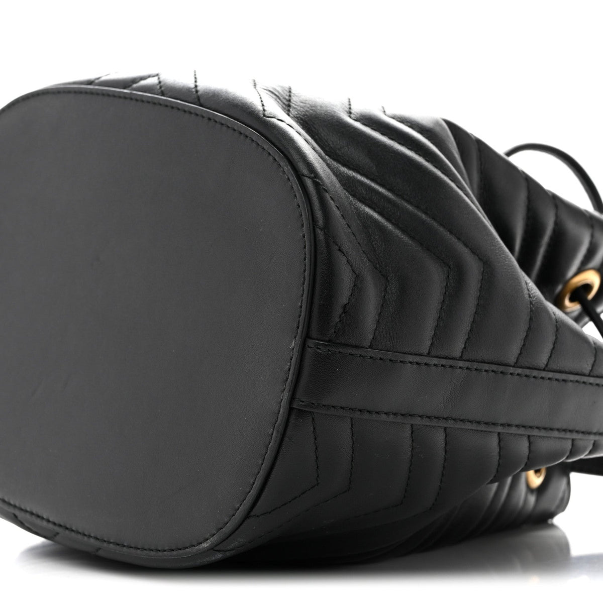 Calfskin Matelasse Sylvie Web GG Marmont Bucket Bag Black