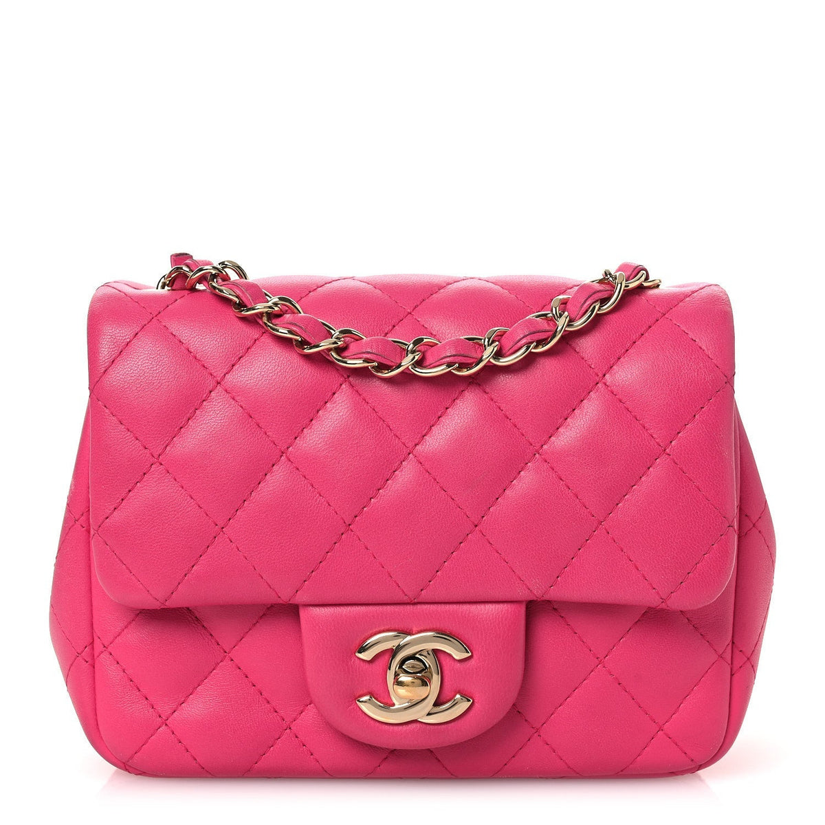 Lambskin Quilted Mini Square Flap Pink