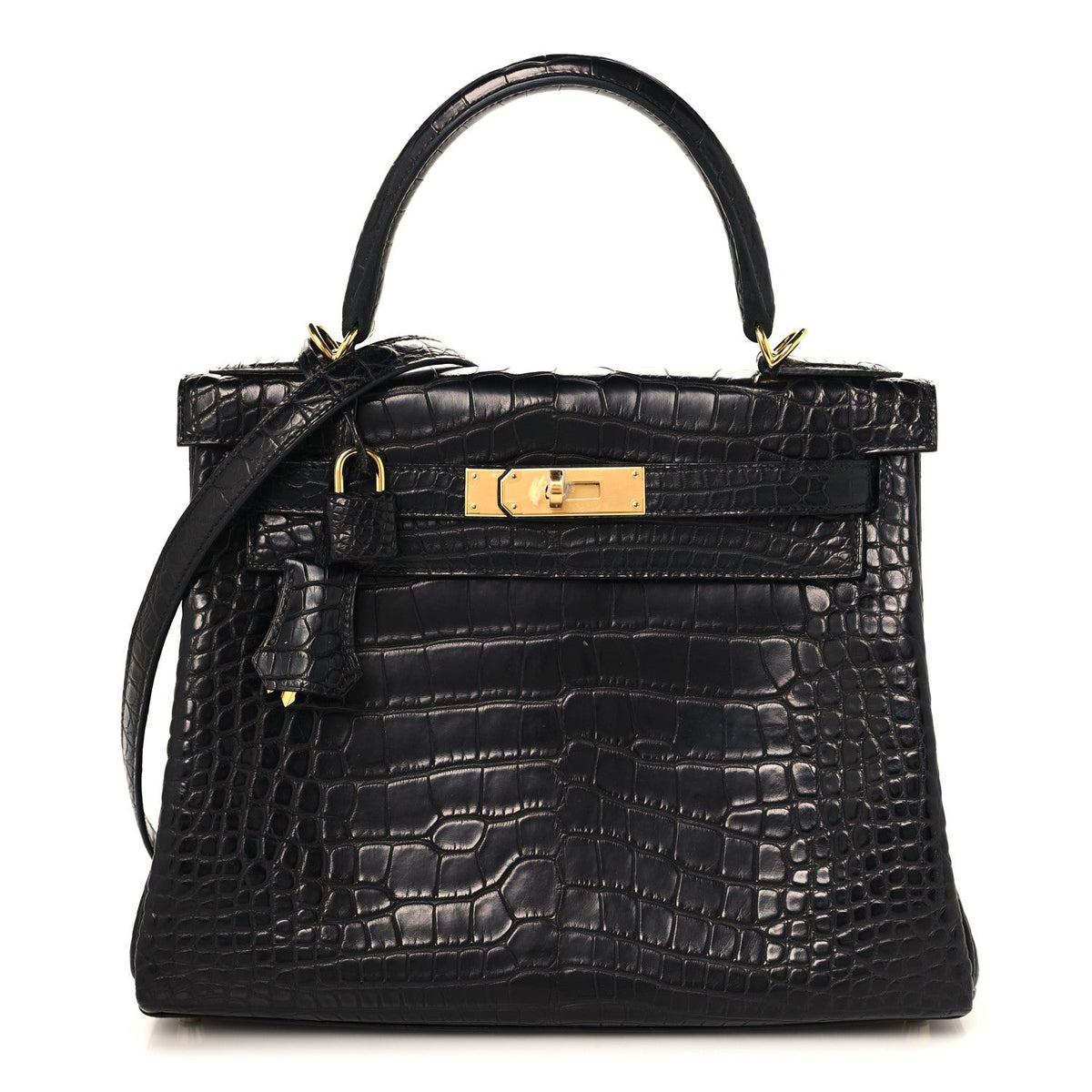 Matte Alligator Kelly Retourne 28 Black