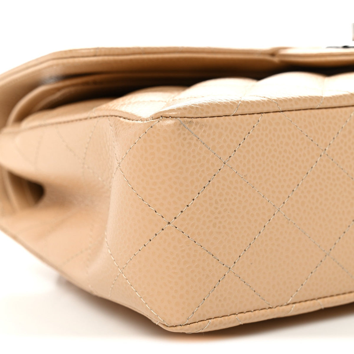 Caviar Quilted Small Double Flap Beige