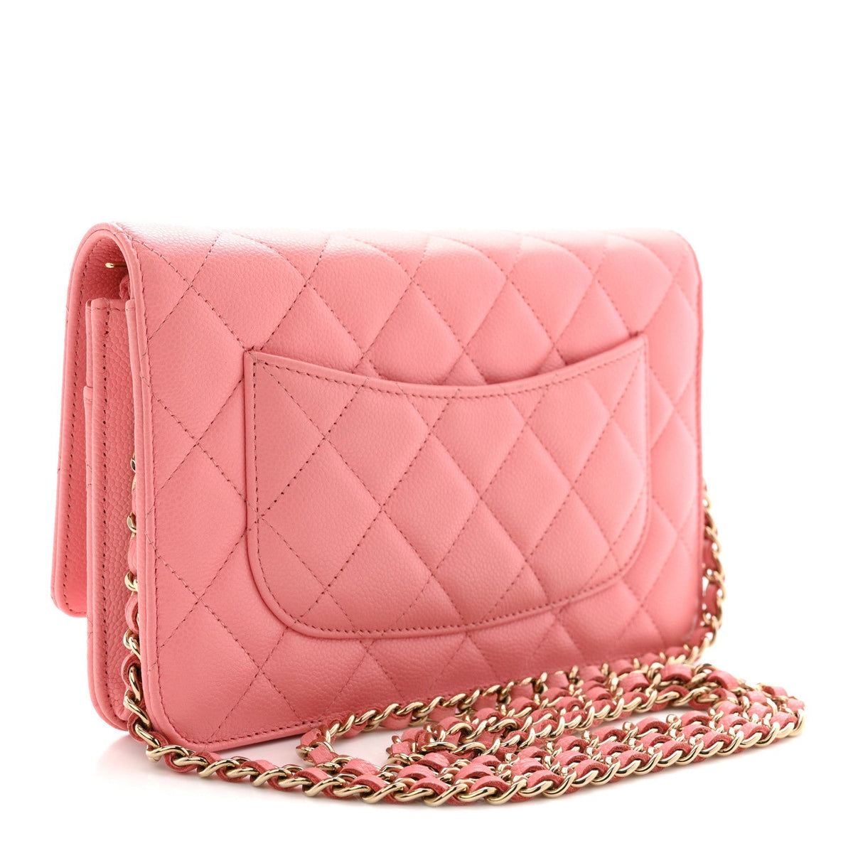 Caviar Quilted Wallet on Chain WOC Pink