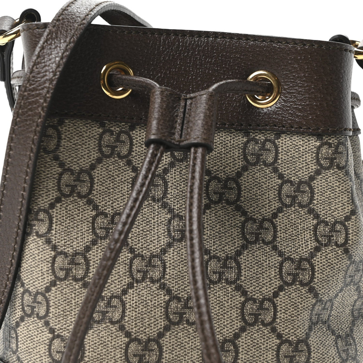 GG Supreme Monogram Web Mini Ophidia Bucket Bag Brown
