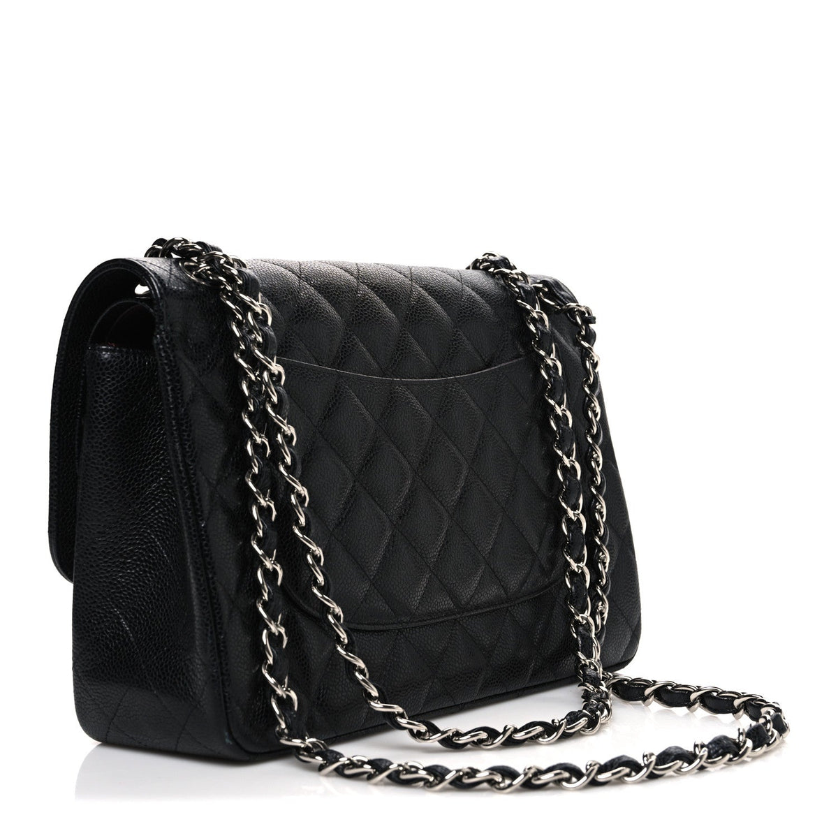 Caviar Quilted Jumbo Double Flap Black
