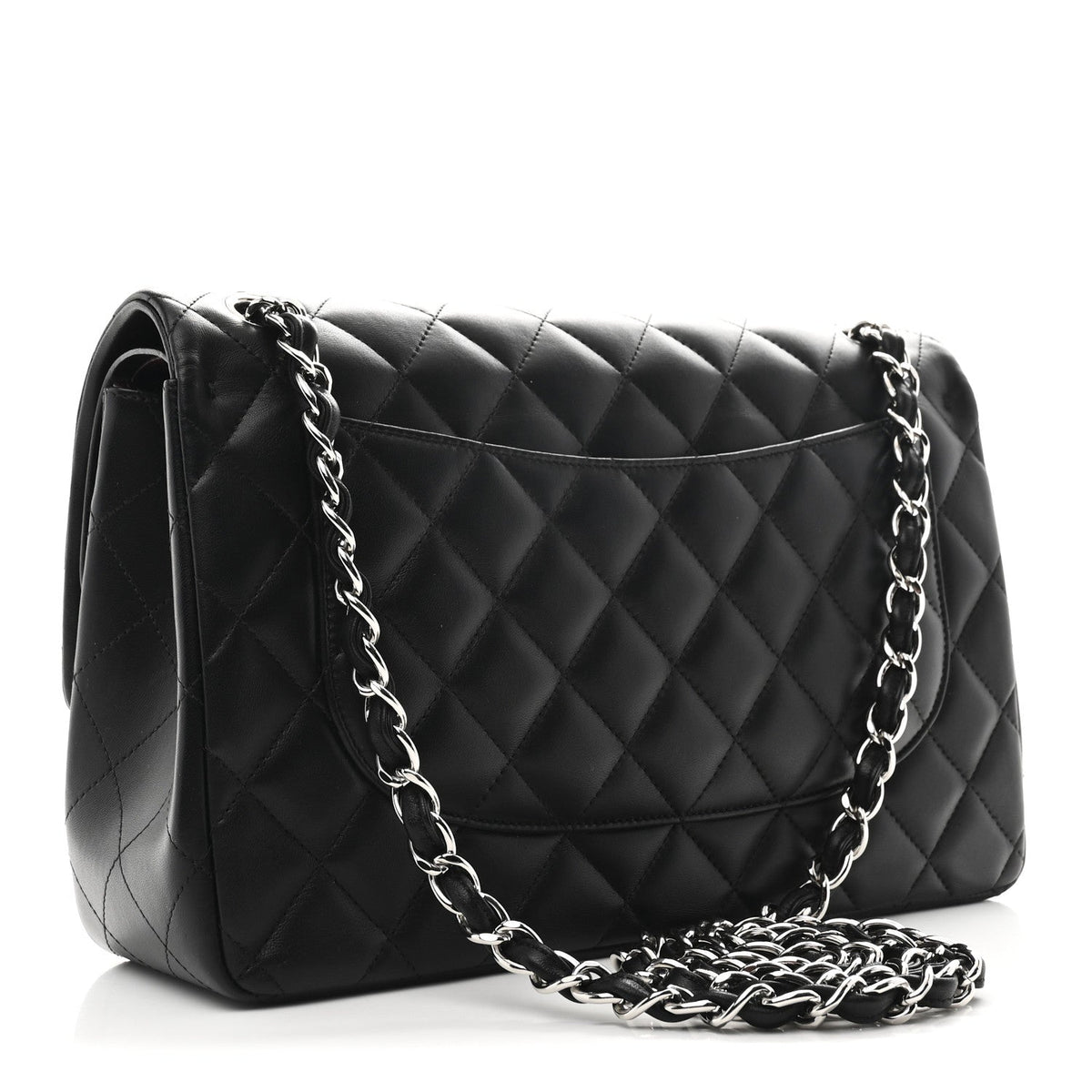 Lambskin Quilted Jumbo Double Flap Black