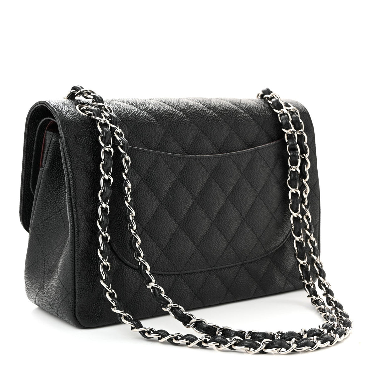 Caviar Quilted Jumbo Double Flap Black