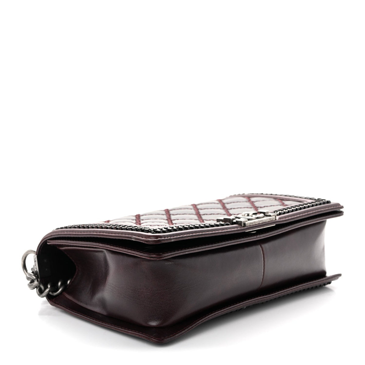 Goatskin Quilted New Medium Boy Handle Flap Burgundy