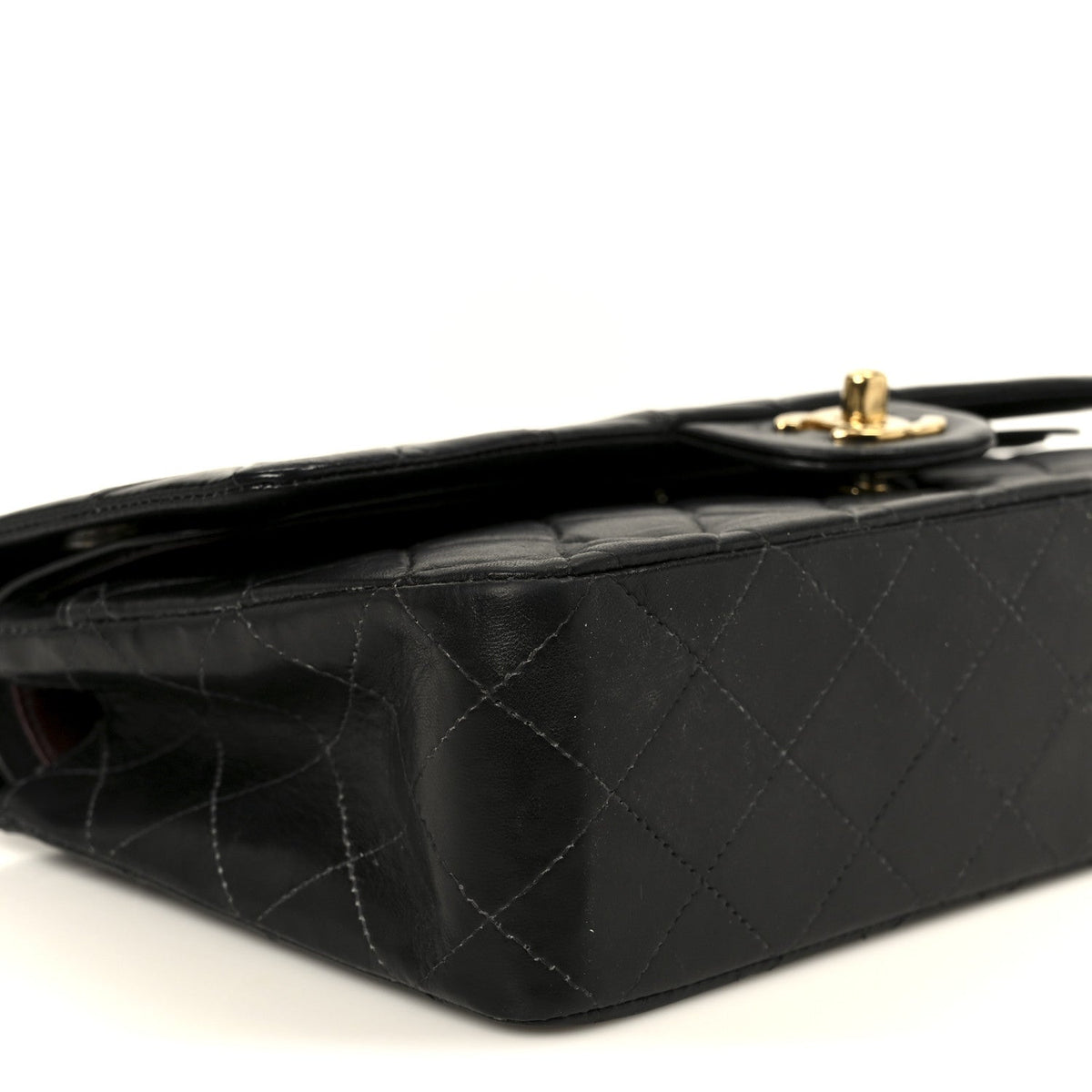 Lambskin Quilted Medium Double Flap Black