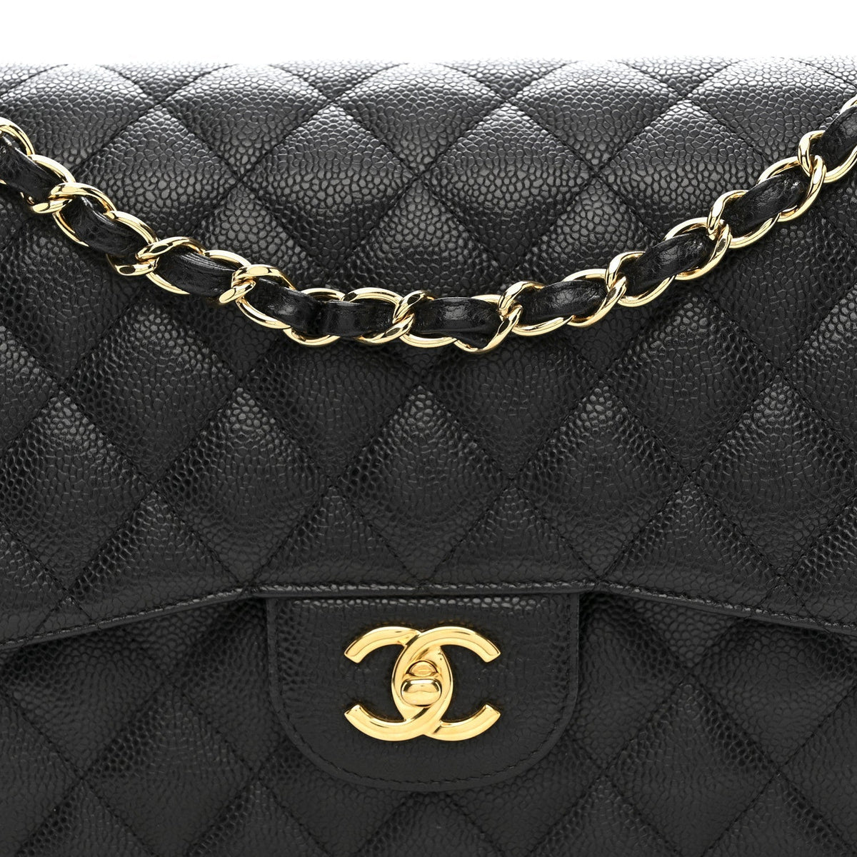 Caviar Quilted Jumbo Double Flap Black