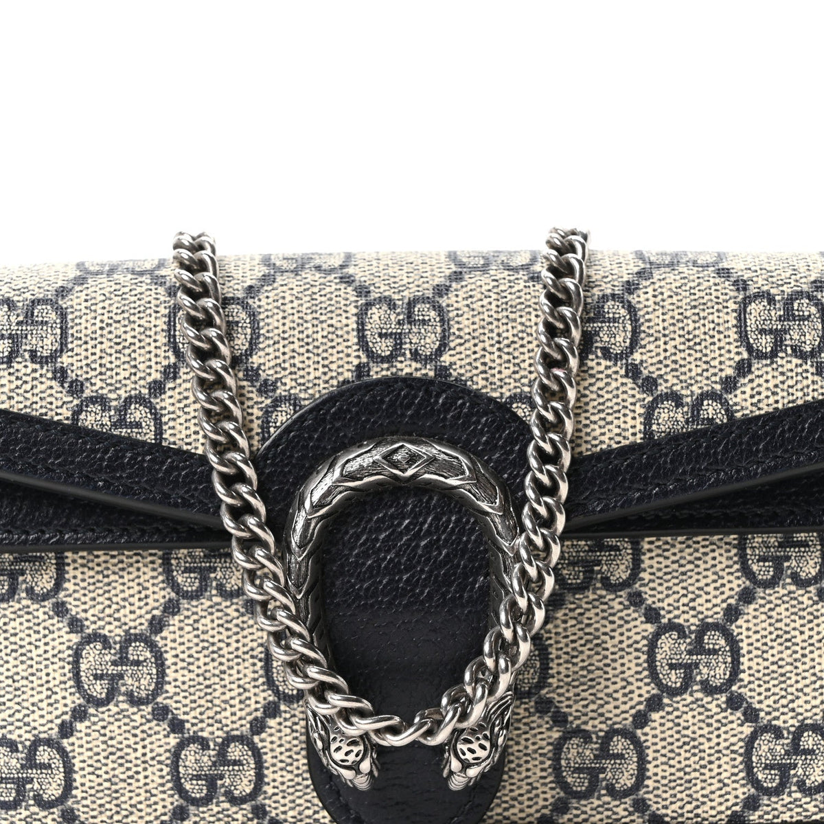 GG Supreme Monogram Textured Dollar Calfskin Super Mini Dionysus Shoulder Bag Beige Blue