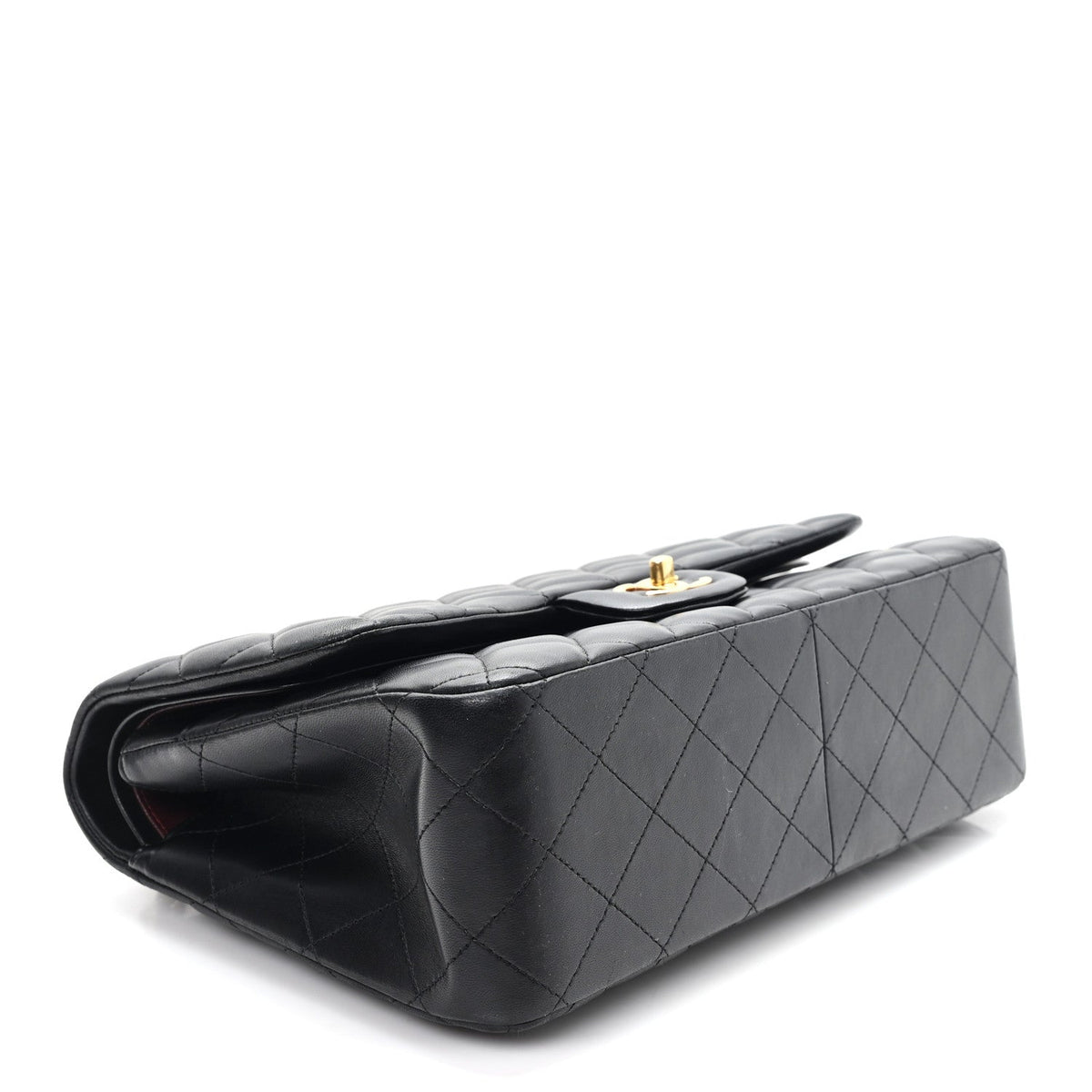Lambskin Quilted Jumbo Double Flap Black