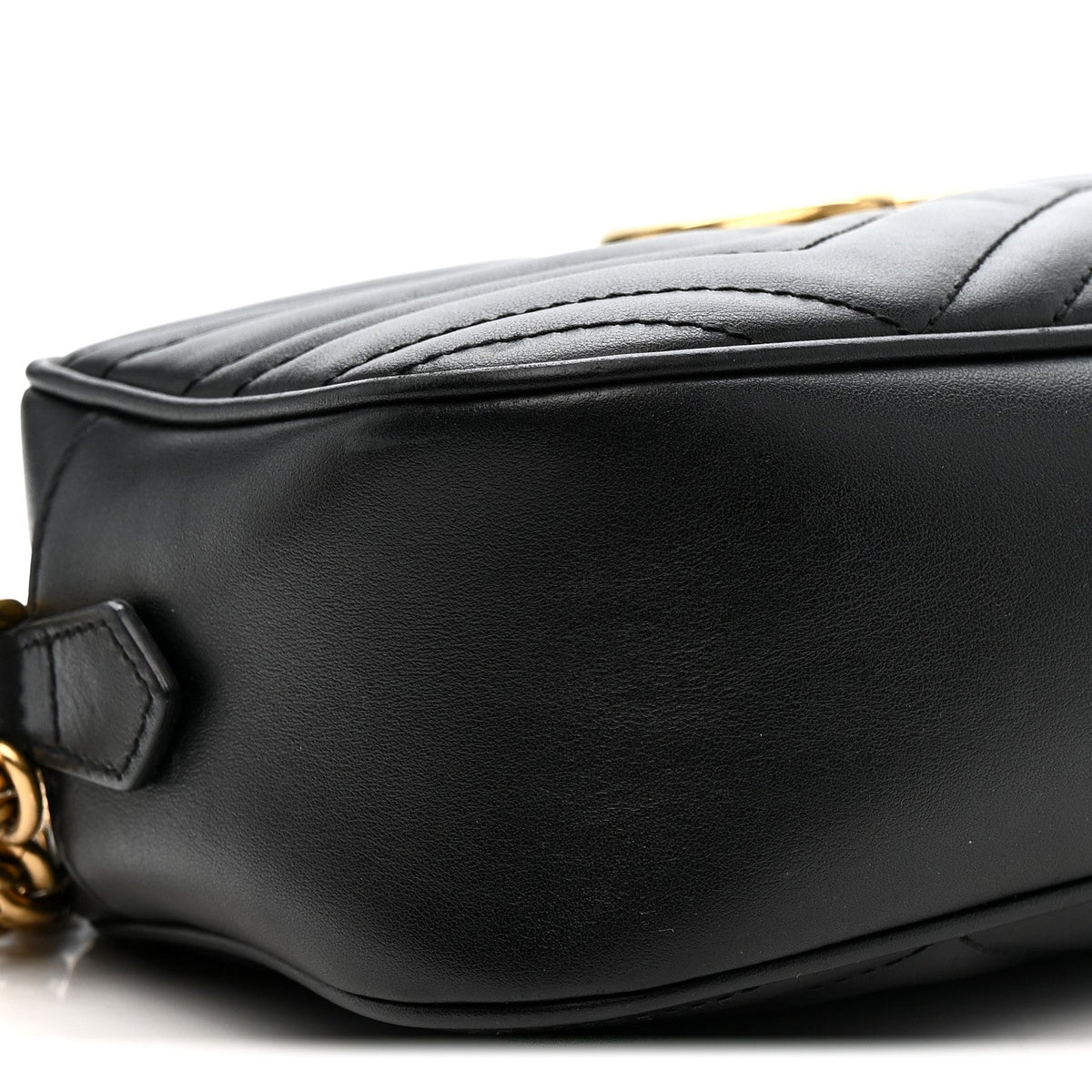 Calfskin Matelasse Small GG Marmont Chain Shoulder Bag Black