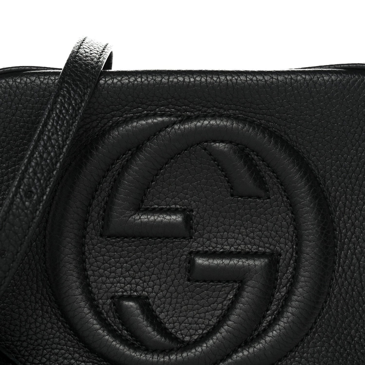 Pebbled Calfskin Small Soho Disco Bag Black
