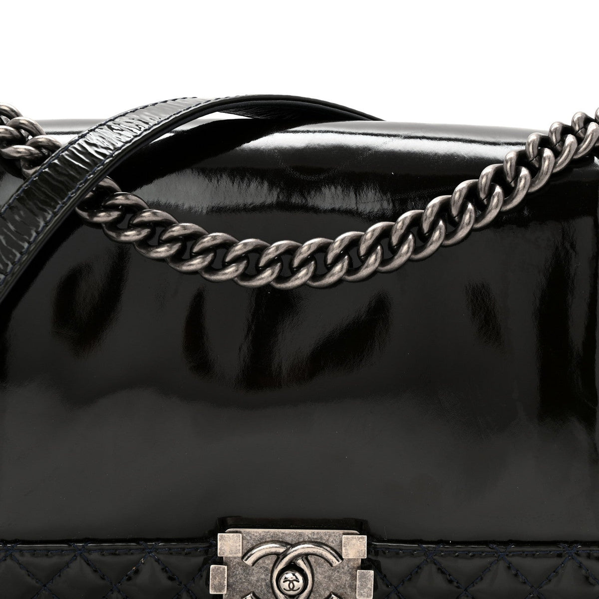Patent New Medium Boy Reverso Flap Navy