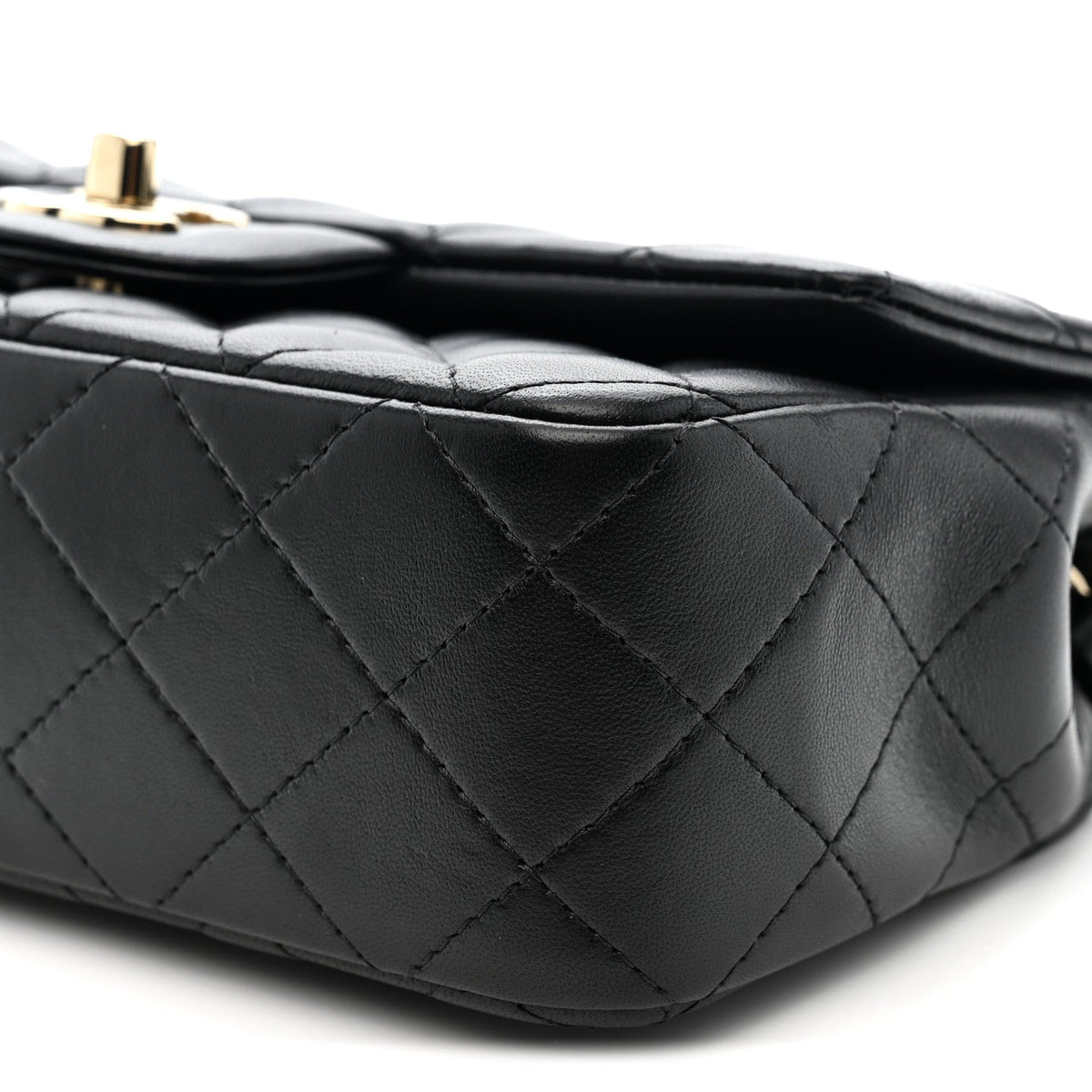 Lambskin Quilted Mini Rectangular Flap Black