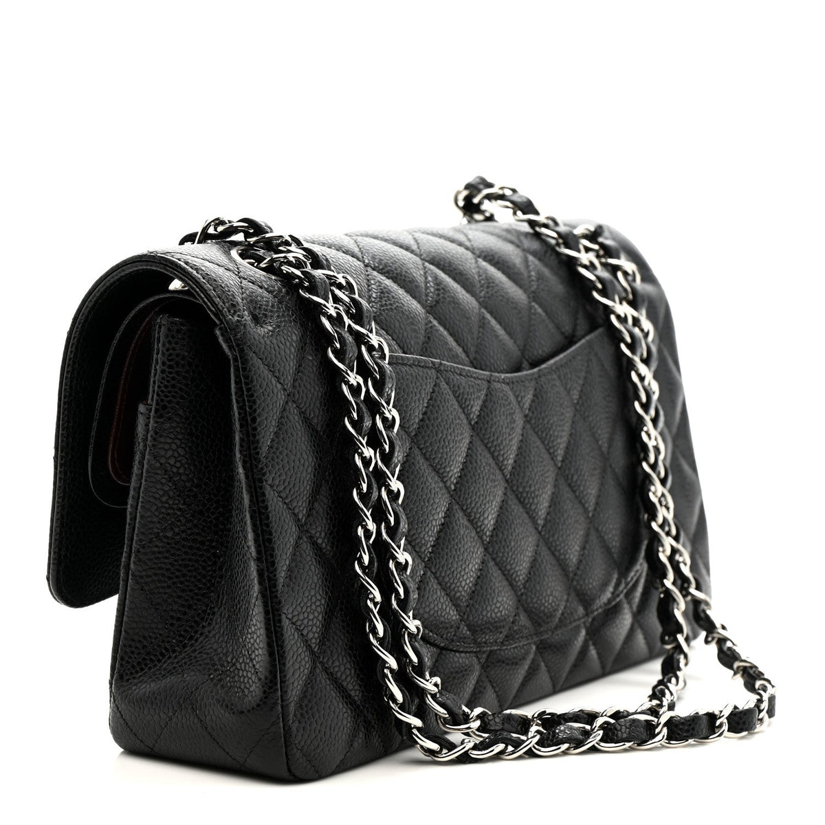 Caviar Quilted Medium Double Flap Black