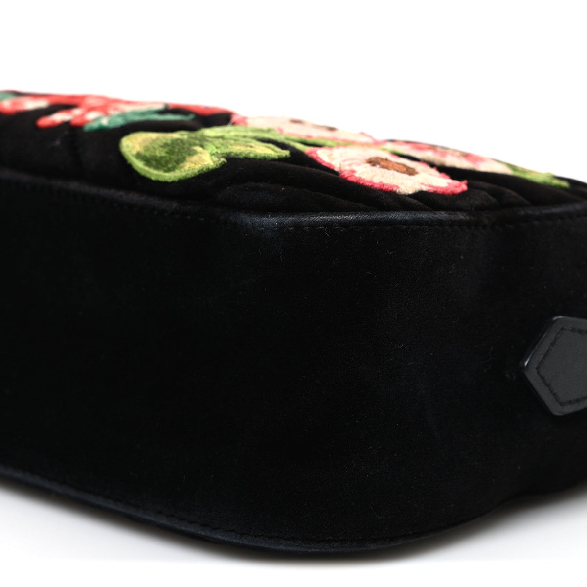 Velvet Matelasse Deer Embroidered Small GG Marmont Chain Shoulder Bag Black
