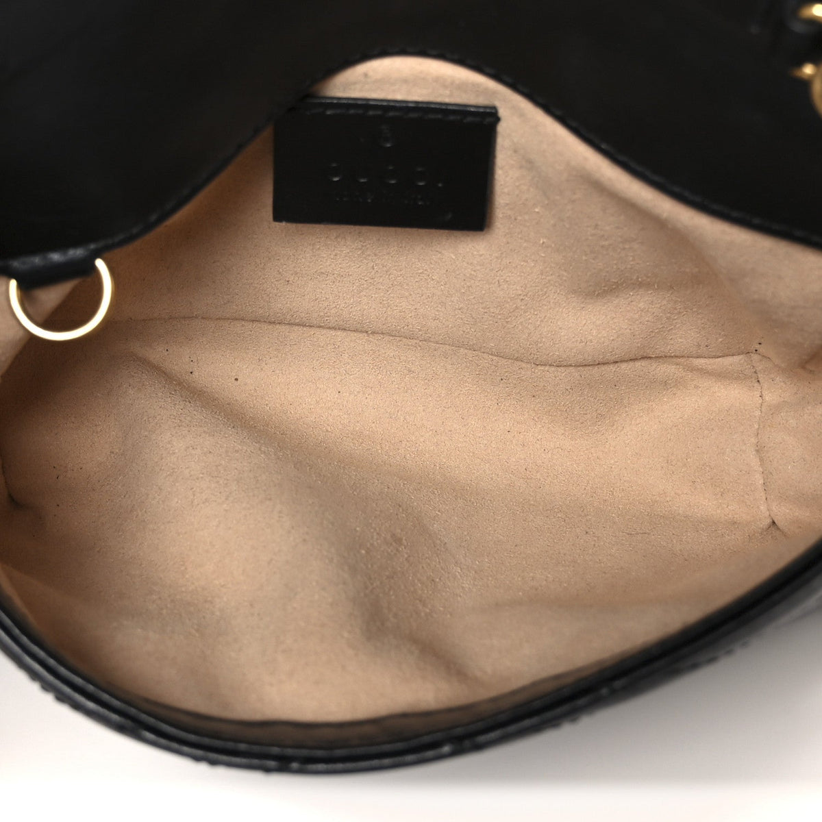 Calfskin Matelasse Super Mini GG Marmont Shoulder Bag Black