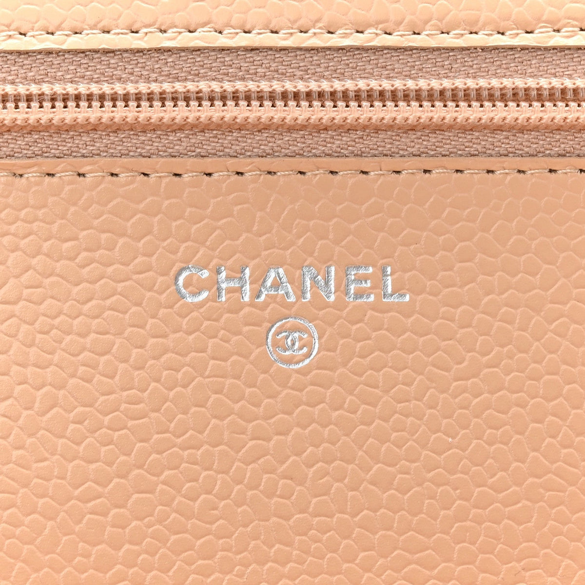 Caviar Quilted Wallet on Chain WOC Beige