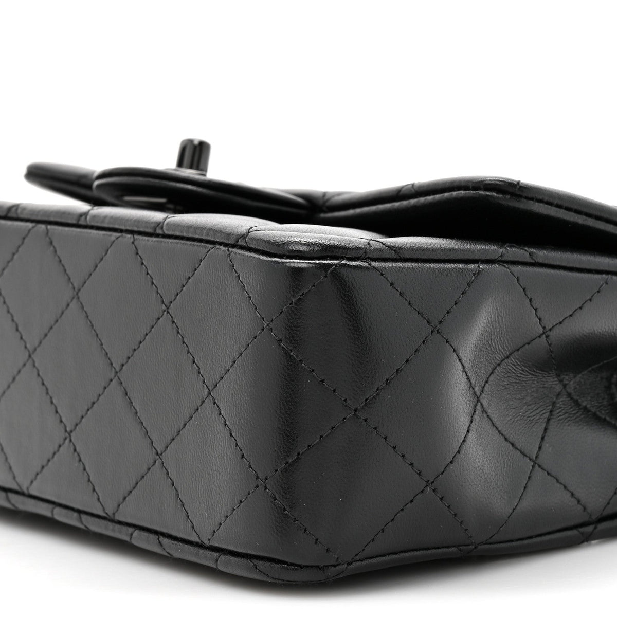 Lambskin Quilted Mini Top Handle Rectangular Flap So Black