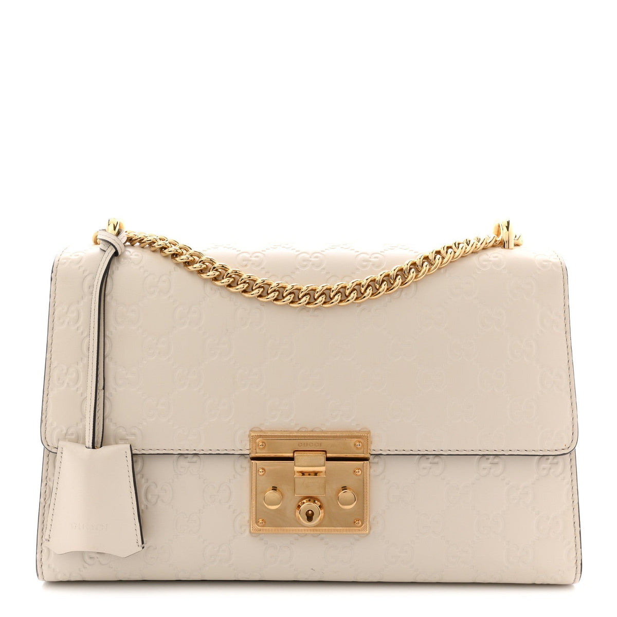 Guccissima Medium Padlock Shoulder Bag Mystic White