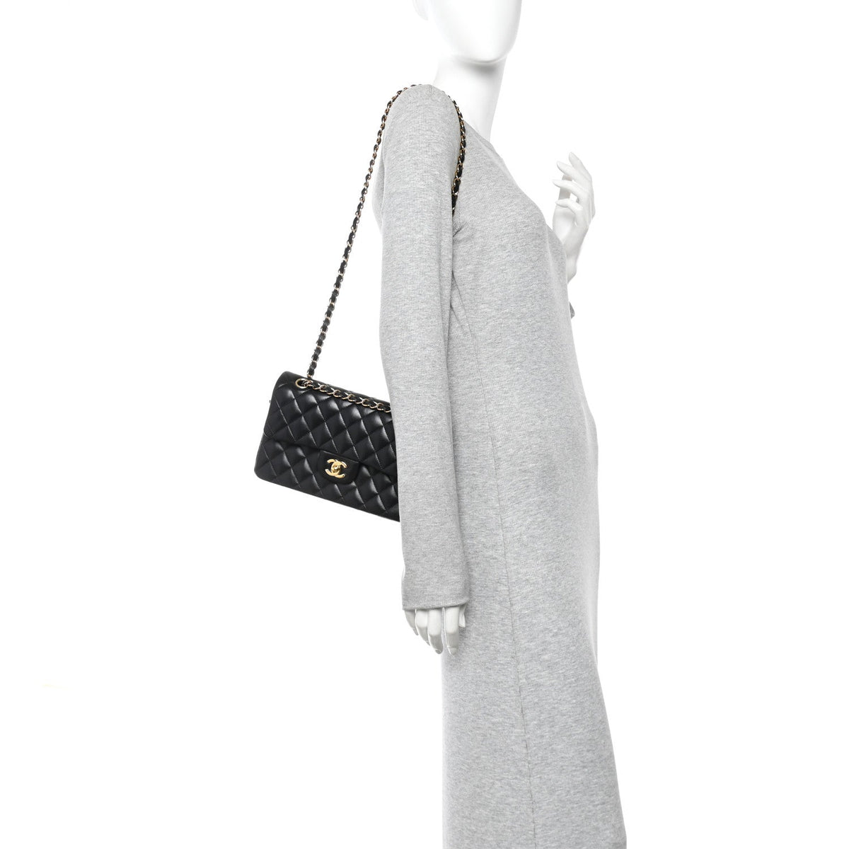 Lambskin Quilted Small Double Flap Black
