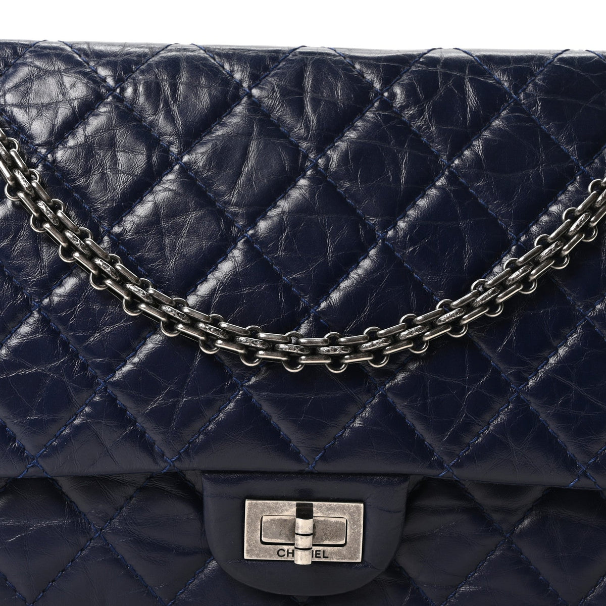Aged Calfskin Quilted 2.55 Reissue 226 Flap Dark Blue