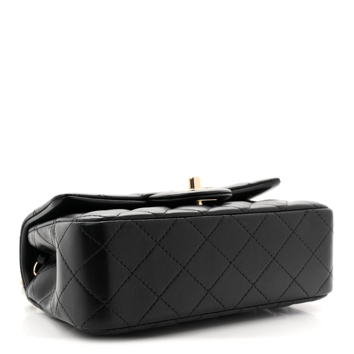 Lambskin Quilted Mini Rectangular Flap Black
