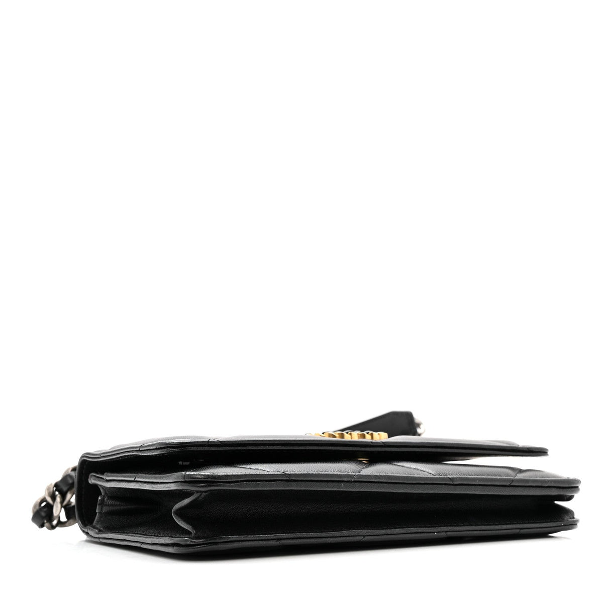 Lambskin Quilted Chanel 19 Wallet On Chain WOC Black